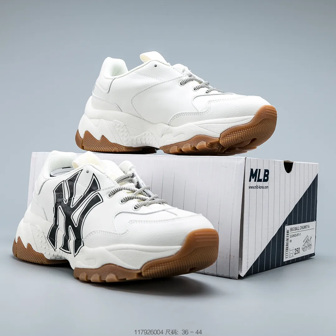 💰660 Brand new independently developed 6cm thickness combination abrasive outsole Korea SS19 limited sale NY American Rugby Yankees limited x MLB Big Ball Chunky A Running thick sole casual sports jogging shoes #117926004